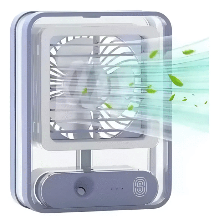 Mini Ventilador E Umidificador Recarregável Portátil Led Usb