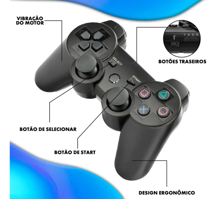 Controle Compativel Ps3 Dual Shock Wirelless Sem Fio