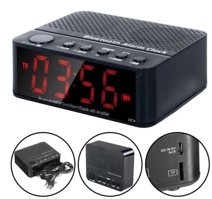 Rádio Relogio Despertador Digital De Mesa Com Rádio Flex Cor Preto