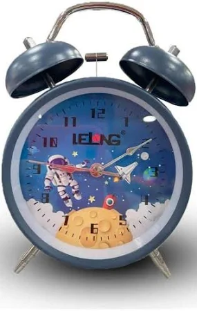 Relógio Despertador Metal Estilo Antigo Retrô Sino Astronauta Super Alto Pilha Mesa Portátil