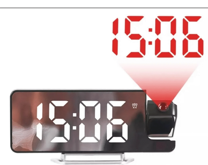 Relógio Digital Mesa Led Projeção Na Parede Com Despertador
