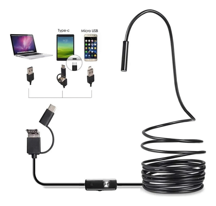 Câmera Sonda Endoscópica Android Prova Água Foto Inspeção 5m