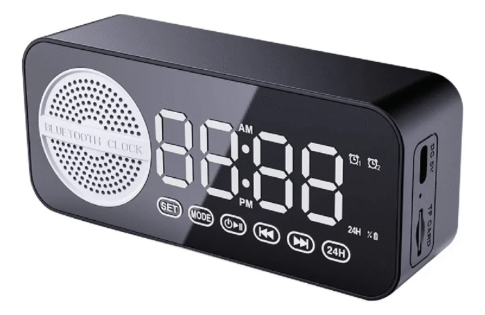 Rádio Relógio Alarme Despertador Bluetooth Inteligente Som Cor Preto