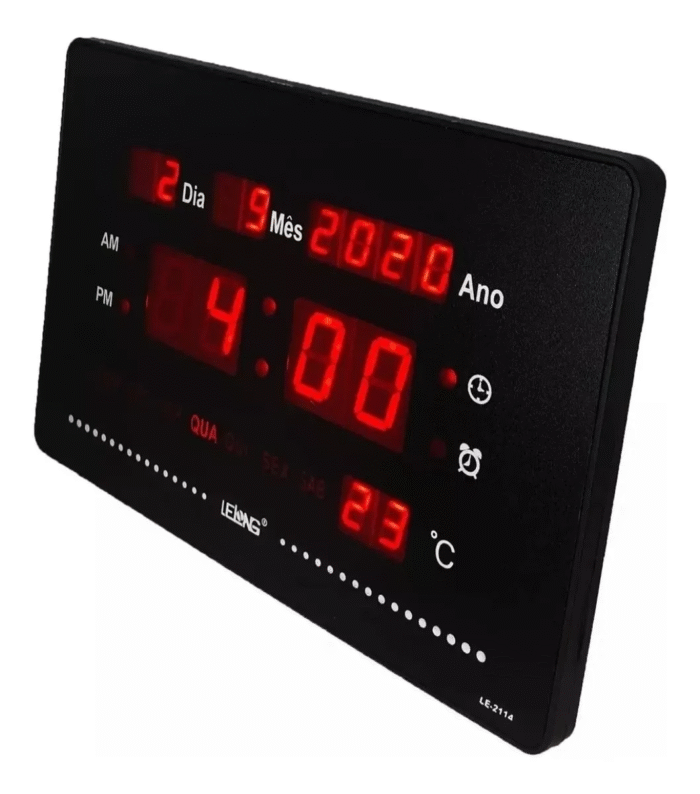 Relógio De Parede Led Digital Grande Lelong 2114