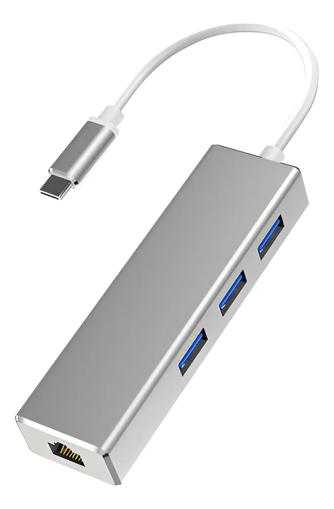 Adaptador 3 Portas Usb Rede Rj45 Cabo Rede Internet Tipo C