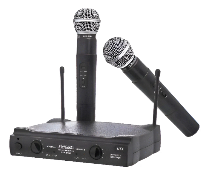 Microfone Duplo Sem Fio Uhf Profissional Dinâmico Le-906