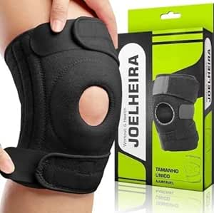 Joelheira De Compressão Ortopédica Preta Patelar Reforçada - Faixa Ajustável Bilateral