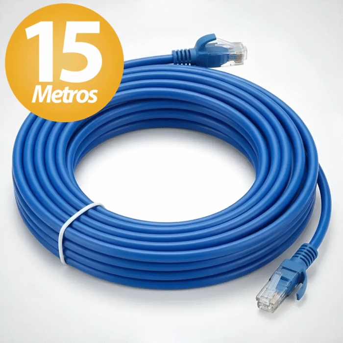 Cabo De Rede 15 Metros 15m Lan Internet Ethernet Giga Crimpado Rj45 Cat5 Marca Flatshop