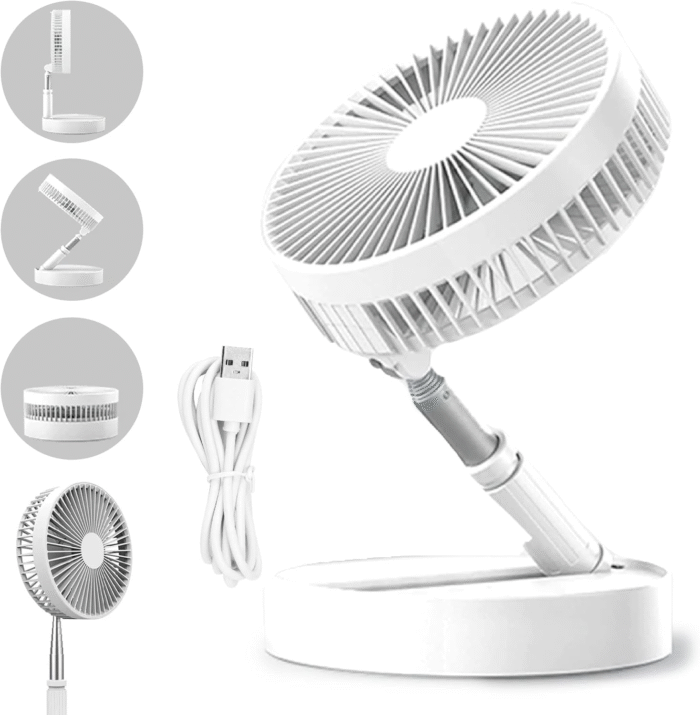 Ventilador Portátil Silencioso Dobrável 7200mah Retrátil