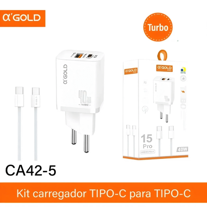 Fonte 15 pro 40w o'gold usb, usbc, tipo c