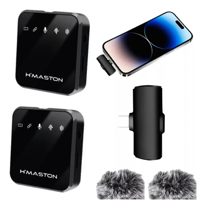 Microfone Lapela Duplo Profissional Mk16 Tipo C Hmaston