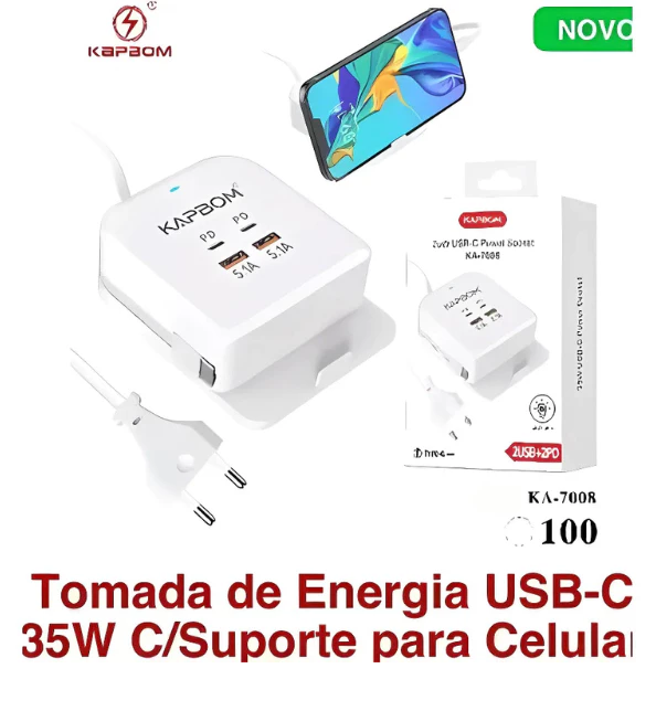 Carregador Power Socket C/ Suporte Para Celular 35W (KA-7008)