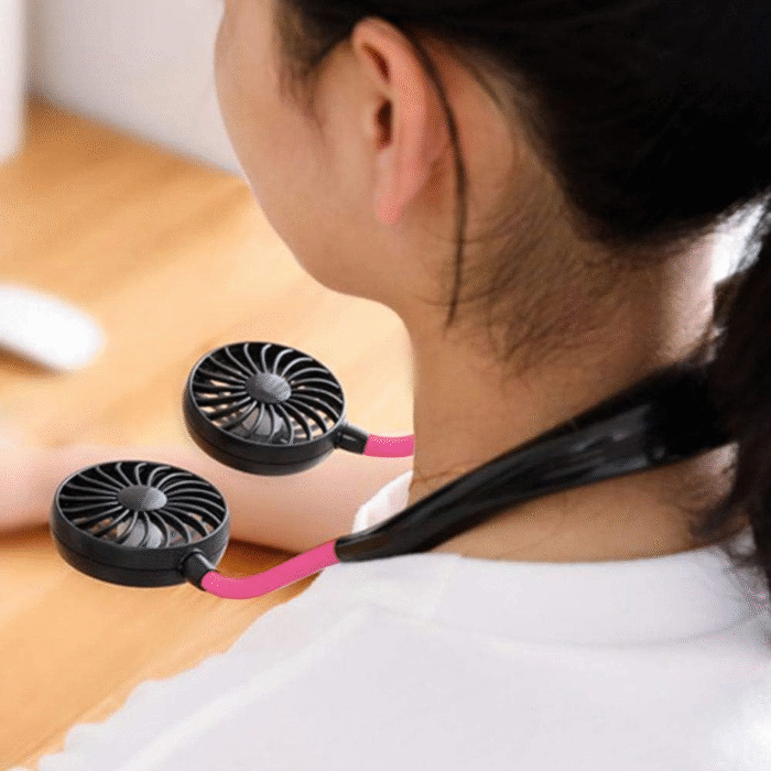 Ventilador Pendurar Pescoço USB Mini Portatil Bateria Esporte Lazer