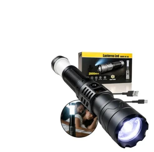Lanterna Tática T9 Led Recarregável P50 USB Super Potente 1200 Lumens 3 Modos de Iluminação Zoom Longo Alcance Leve e Resistente