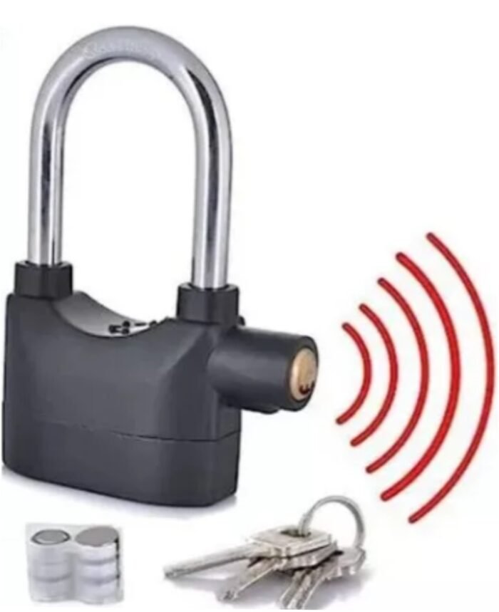 Cadeado Anti-furto Alarme Chave Tetra Moto/bicicleta/portões Cor Preto