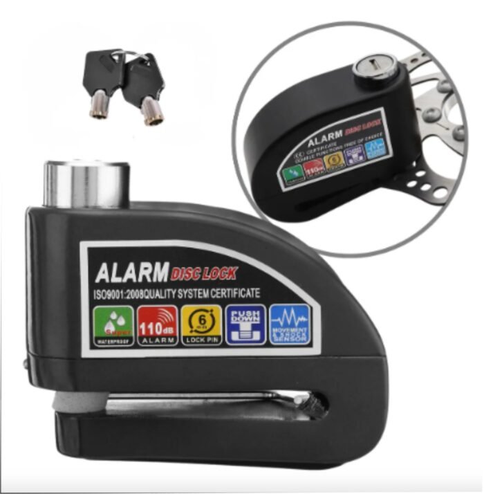 Trava Cadeado De Freio Disco Com Alarme Sonoro Para Moto Preto