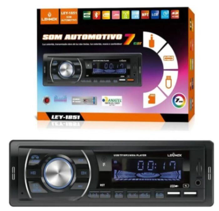 Som Automotivo Bluetooth Radio Fm Mp3 Usb Lehmox - Ley-1851