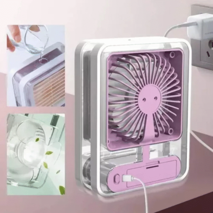 Mini Ventilador E Umidificador Recarregável Portátil Led Usb - Imagem 2