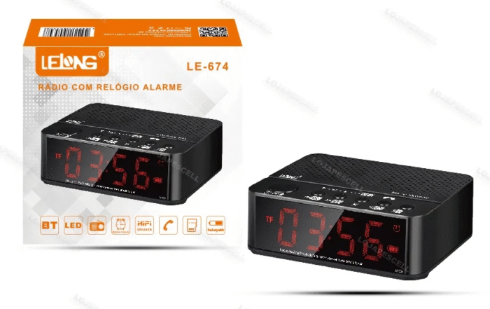 Rádio Relogio Despertador Digital De Mesa Com Rádio Flex Cor Preto - Imagem 2