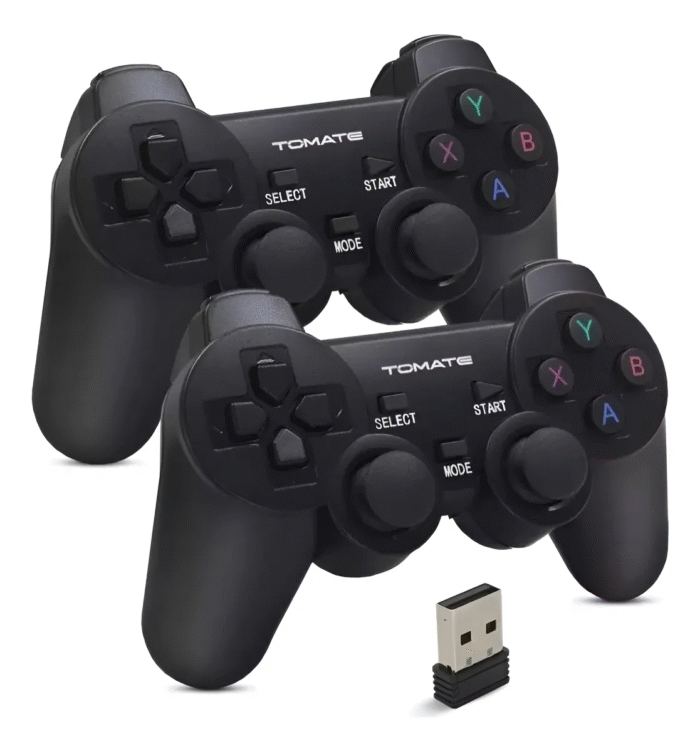 Kit 2 Controles Sem Fio 2.4g Game Pad Joystick Usb Pc Gamer Preto