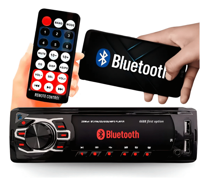Som Pra Carro Aparelho Rádio Automotivo Bluetooth Sd 2 Usb