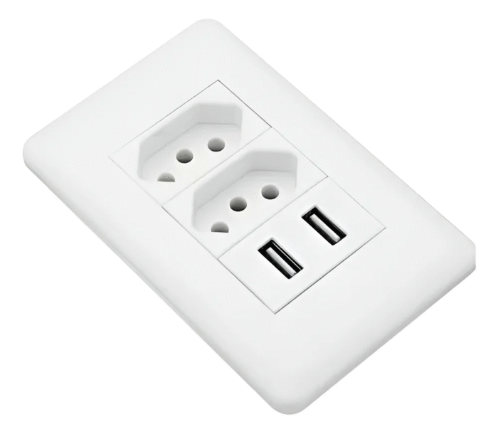 Tomada Usb De Parede Duo 10a 2 Entrada Bivolt 4x2 P/ Celular Cor Branco