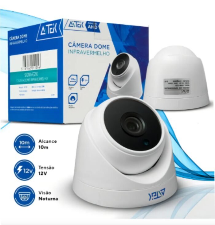 Câmera De Segurança Monitoramento Dome Hd Ahd Cor Branco