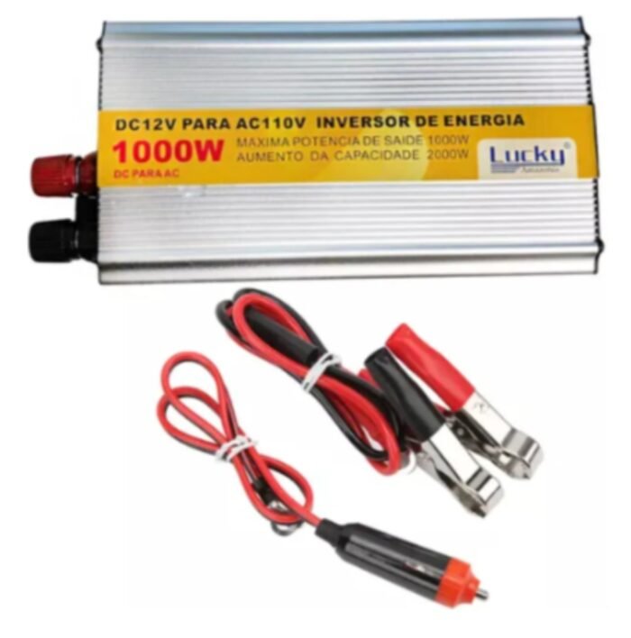 que você precisa saber sobre este produto Voltagem mínima de saída: 110V Voltagem mínima de entrada: 12V Potência máxima de operação: 1000W. Com saída USB. Inclui proteção contra curto-circuito. Tem proteção contra sobrecarga. Com proteção contra superaquecimento. Voltagem máxima de entrada: 12V. Voltagem máxima de saída: 110V. Tem botão liga/desliga.