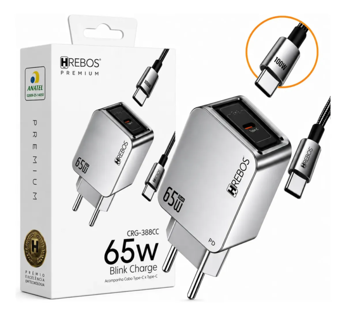 Carregador Hrebos blink Charge 65w Usb-c Para Tipo C