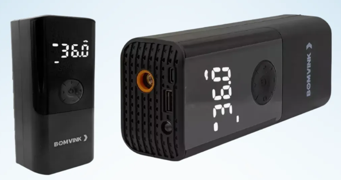 Bomba de ar compressor digital portatil com led e power bank