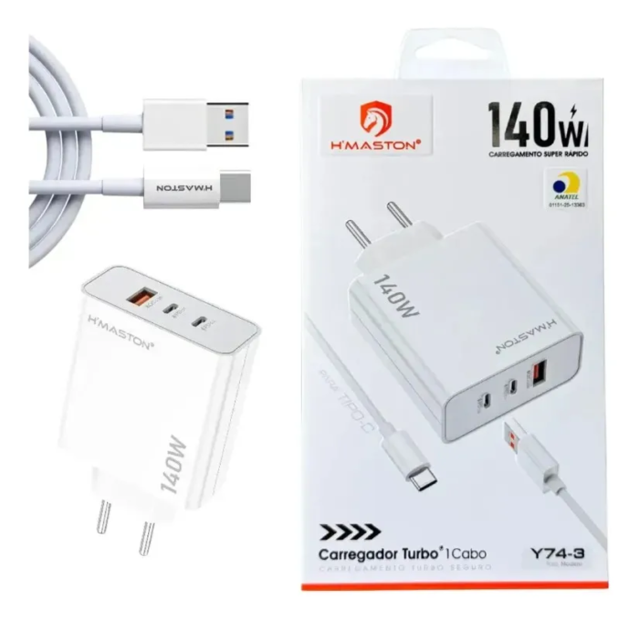 Carregador USBC TIPO C H'MASTON Y74-3 140W