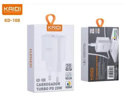 Fonte Carregador Tomada Turbo PD 20W Kaidi KD108