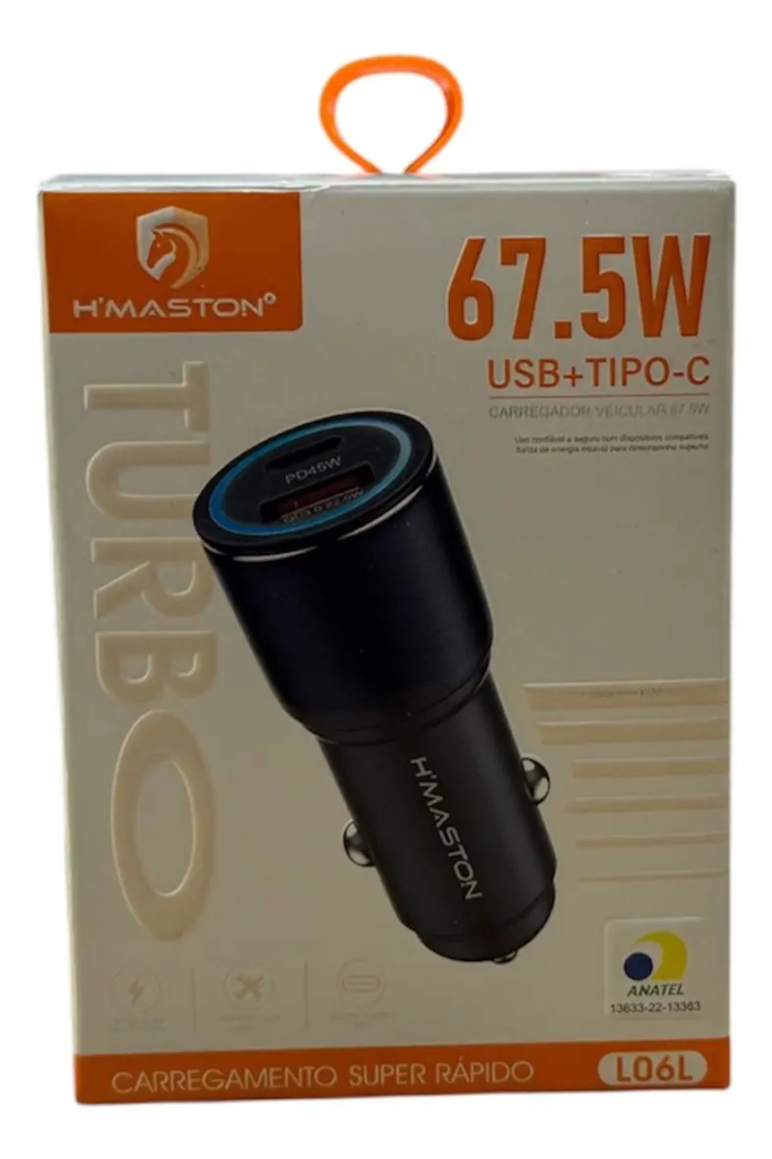 Carregador Para Celular Veicular Carro 67.5w Turbo Rápido