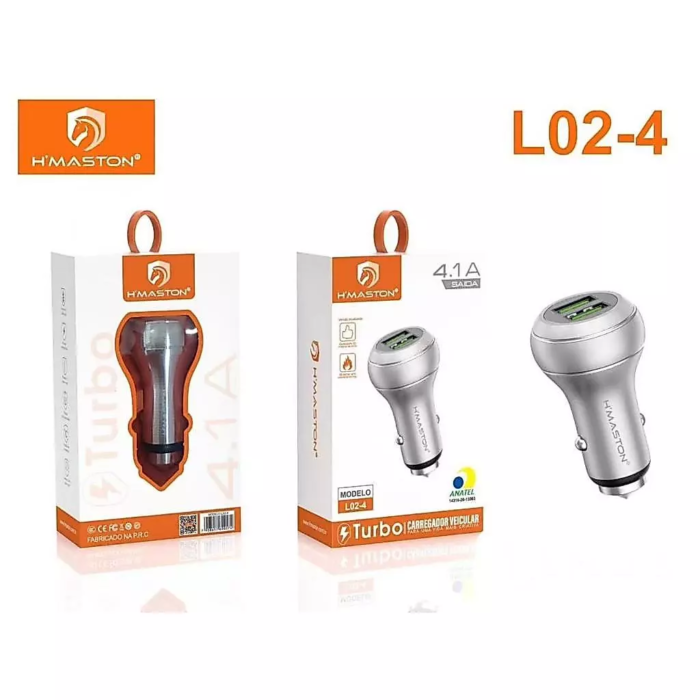 Carregador Veicular Turbo 4.1a C/ Entrada Dupla Usb 24w -