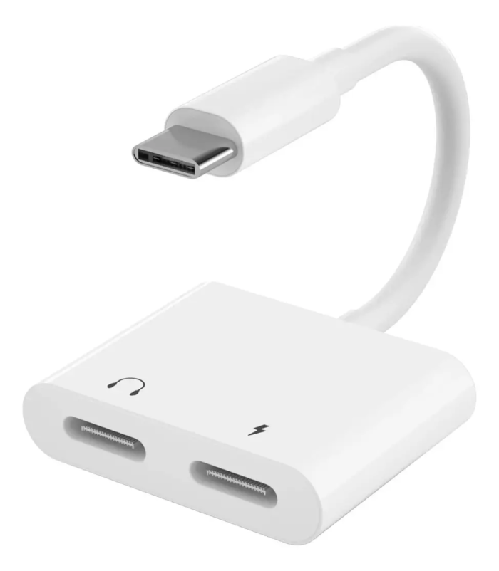 Adaptador Duplo Tipo C Para Carregamento E Áudio
