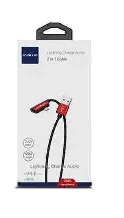 Cable de datos Lightning para cargar y escuchar música, 2 en 1, 2.4 A,
