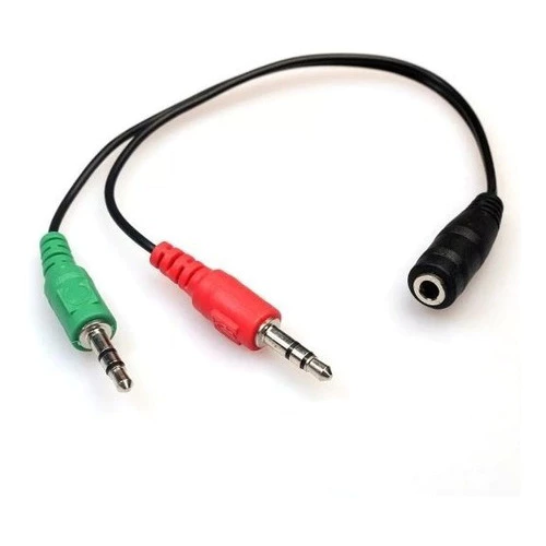 Adaptador Headset para fone/Microfone  1 P2 Femea Para 2 P2 Macho